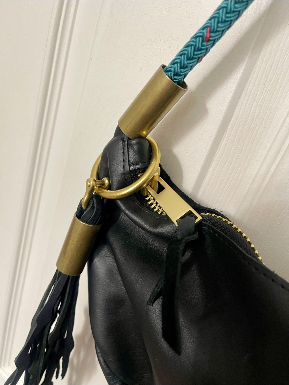 Wildwood Oyster Sling with Seaweed Tassel Black Leather & Suede + Dustbag - Picture 7 of 15